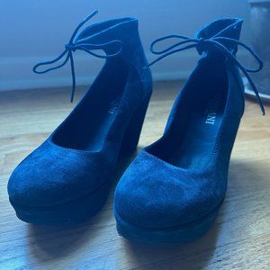Suede Blue Wedge Heels, Cordani Heels